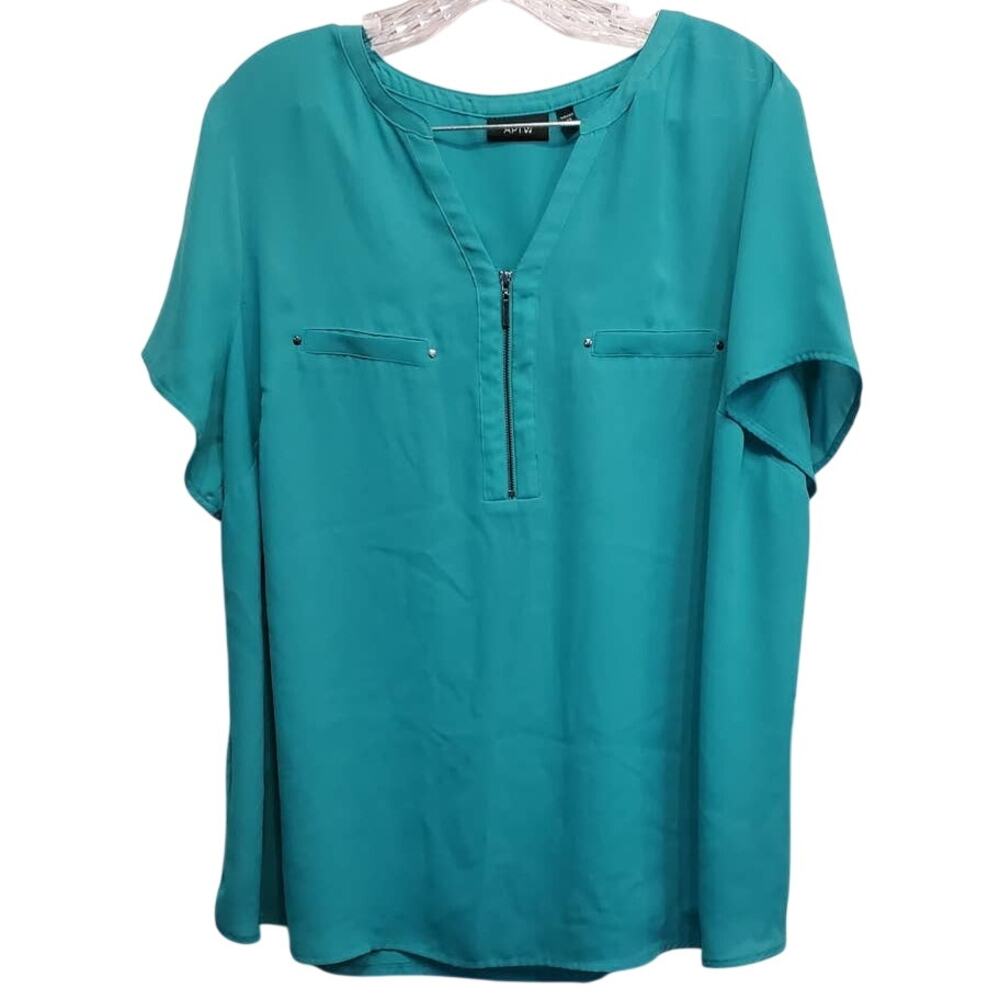 Apt 9 Women's Short Sleeve 1/4 Zip Blouse Shirt Plus Size 1x